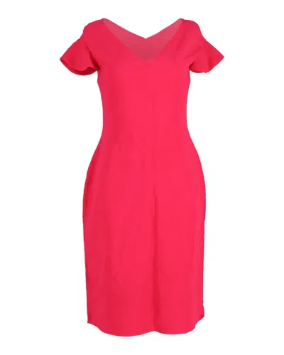 Antonio Berardi V-neck Sheath Dress In Pink Polyester In Pink