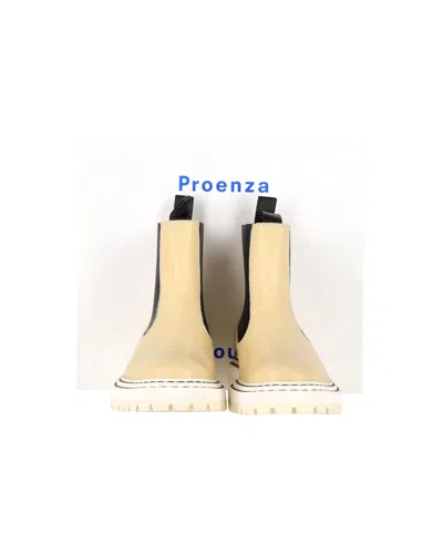PROENZA SCHOULER CHELSEA ANKLE BOOTS IN BEIGE LEATHER 