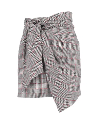 Isabel Marant Front-knot Mini Skirt In Grey Wool In Grey