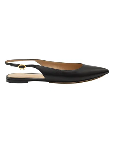 Gianvito Rossi Slingback Flats In Black Leather In Black
