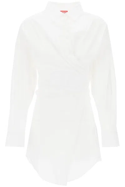 Diesel Midi Chemisier With Logo In White