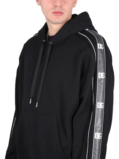 Dolce & Gabbana Men's Sweatshirt With Logoed Band In Black