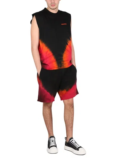 Dsquared2 Relaxed Fit Shorts With Flame Print In Multicolor