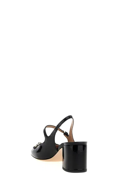 Gucci Lady Patent Bit Slingback Pumps In Black