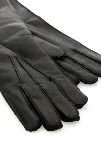 Shop Miu Miu Woman Black Nappa Leather Gloves