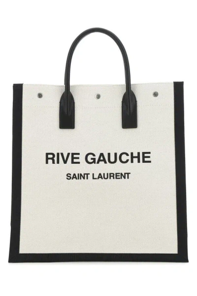 Saint Laurent Two-tone Canvas Rive Gauche Shopping Bag In Multicolor