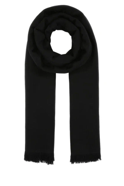 SAINT LAURENT SAINT LAURENT WOMAN BLACK WOOL SCARF 