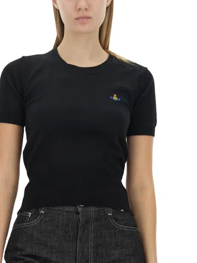 Vivienne Westwood Bea Short Sleeve Sweater In Black