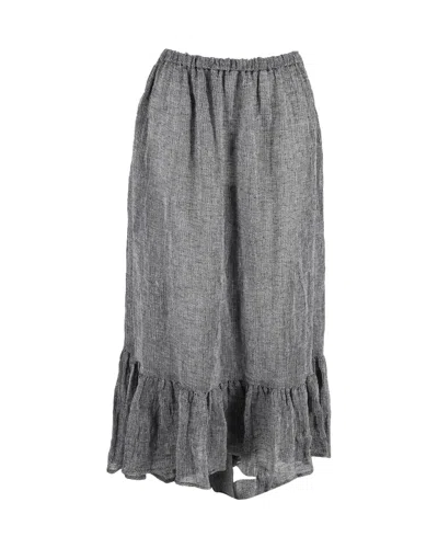 LISA MARIE FERNANDEZ ASYMMETRIC MIDI SKIRT IN GREY LINEN 