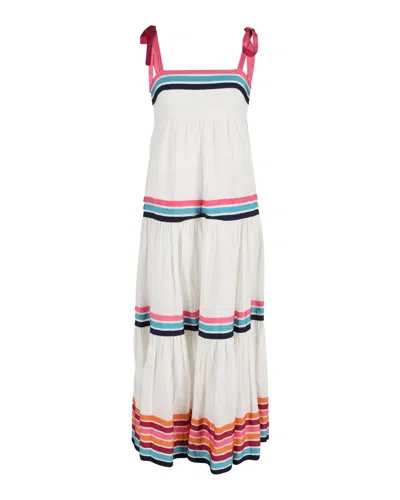 Zimmermann Tiered Grosgrain-trimmed Dress In White Linen In White