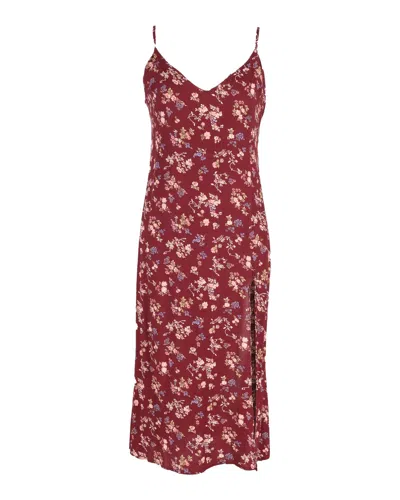 Reformation Crimini Floral Print Midi Dress In Burgundy Viscose In Red