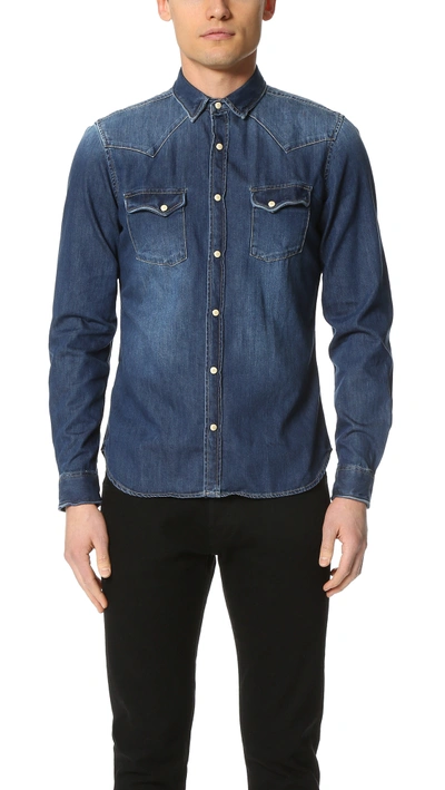 The Kooples Denim Casual Button Down Shirt In Blue