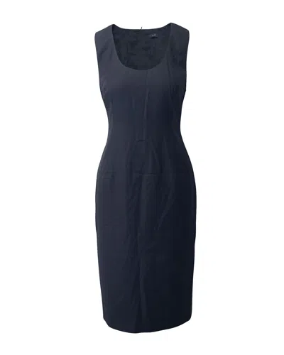 Joseph Sheath Midi Dress In Black Wool In Black