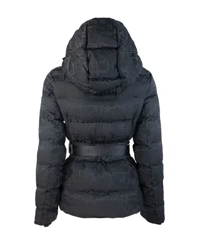 Elisabetta Franchi Short Down Jacket In Jacquard Nylon In Black