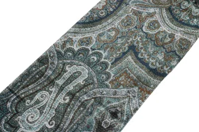 Kiton Light Scarf With Small Fringes At The Bottom With A Patterned Motif In Green