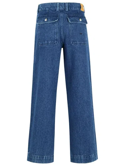 Shop Maison Kitsuné 'workwear' Blue Denim Jeans