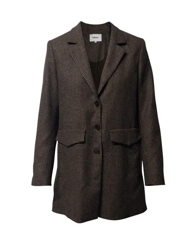 Nanushka Houndstooth Print Oversized Blazer In Brown Polyester In Brown