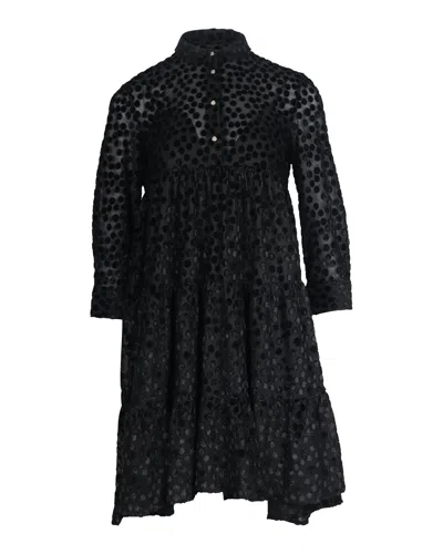 Maje Polka Dot Long Sleeve Dress In Black Polyester In Black