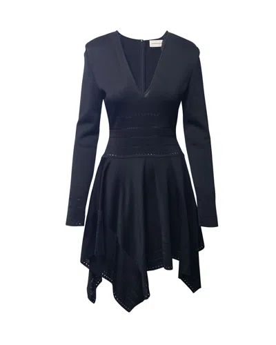 Alexandre Vauthier Waterfall Hem Dress In Black Viscose In Black