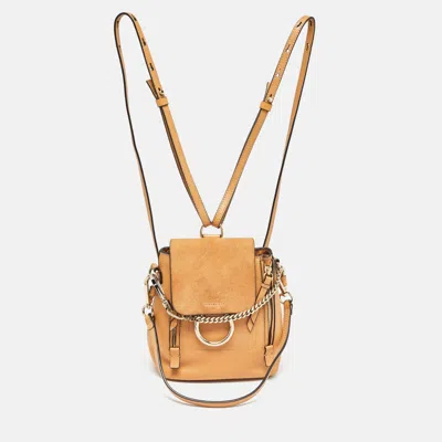 Chloé Tan Leather And Suede Mini Faye Daye Backpack In Brown