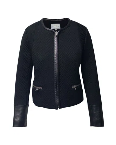 Sandro Jacket With Leather Cuffs In Black Polyester In Black