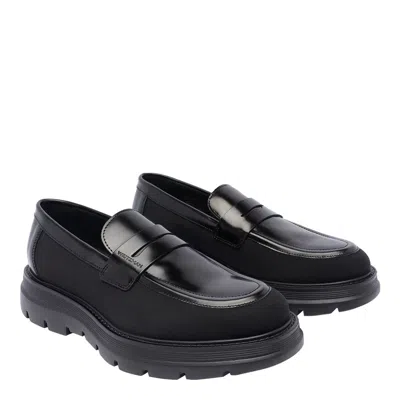 Stuart Weitzman Sculpted Rubber Sole Moccasin With Elastic Inserts In Black