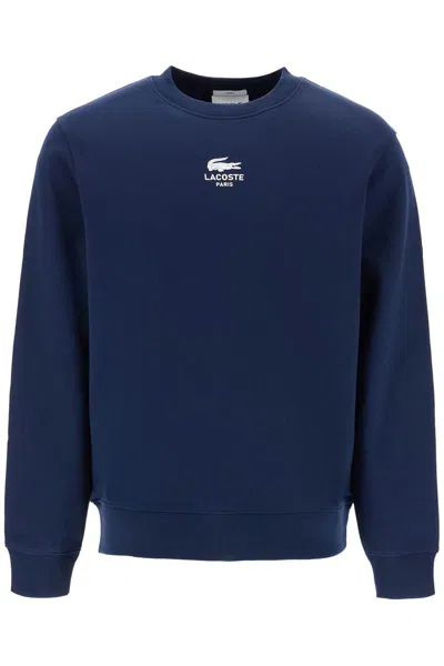 Shop Lacoste Classic Fit Crewneck Sweatshirt In Blue