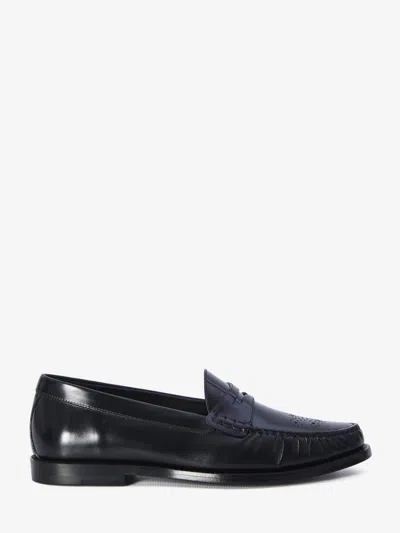 Celine Men's Leather Loafers With Perforated Detail