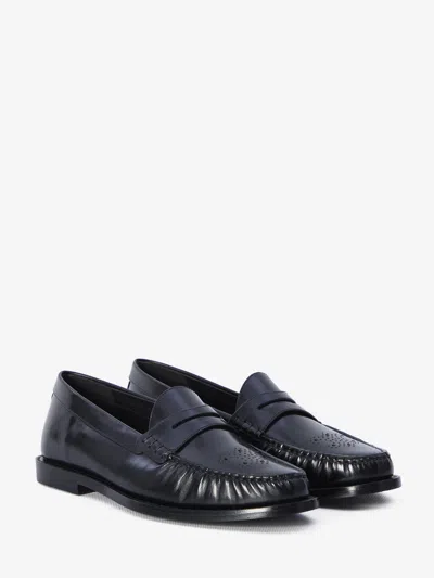 Celine Men's Leather Loafers With Perforated Detail