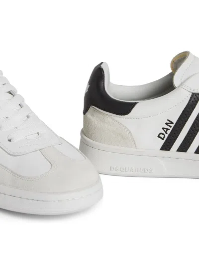Dsquared2 White And Black Low Top Sneakers With Contrasting Bands