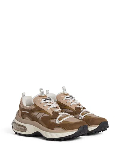 Dsquared2 Bubble Sneakers In Green And Beige Leather And Fabric
