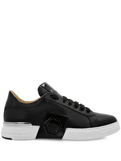 Philipp Plein Leather Sneakers With Distinctive Logo Detail