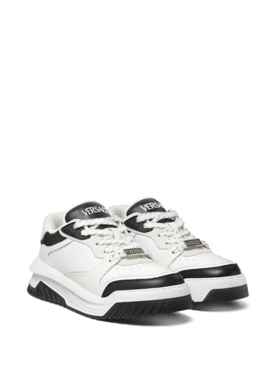 Versace White And Black Sneaker With Inserts And Chunky Sole