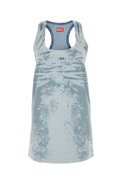 Diesel Mini Abito In Denim Stampato Donna In Multicolor