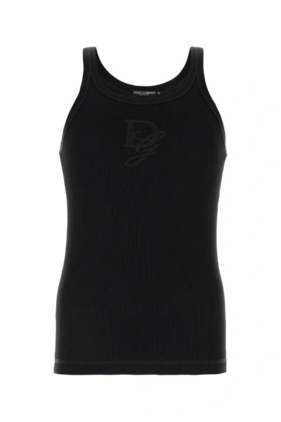 Dolce & Gabbana Marcello Ribbed-knit Tank Top In Black