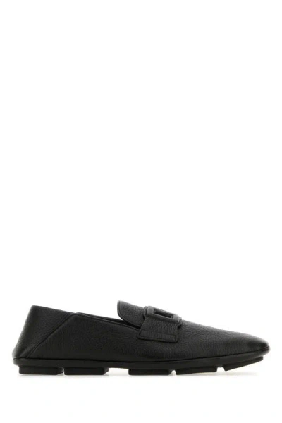 Dolce & Gabbana Dg Logo Leather Loafers In Black