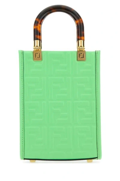 Fendi Women Green Leather Mini Sunshine Handbag In Green
