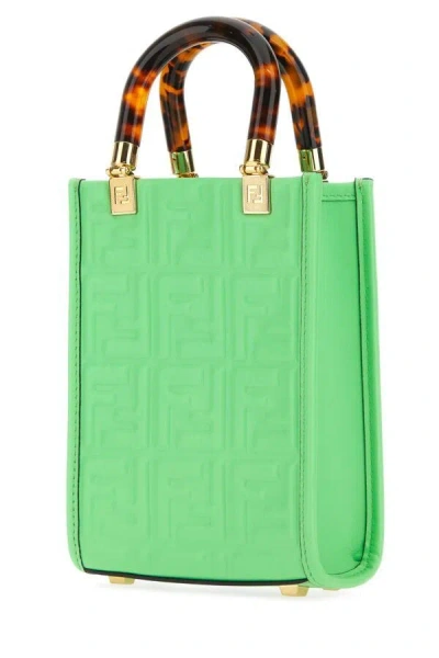 Fendi Women Green Leather Mini Sunshine Handbag In Green