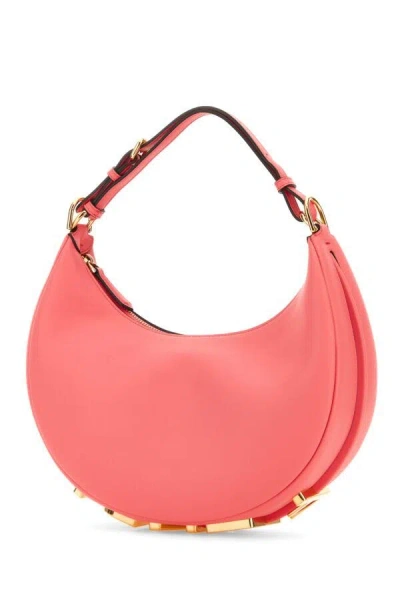 Fendi Logo-lettering Leather Bag In Pink