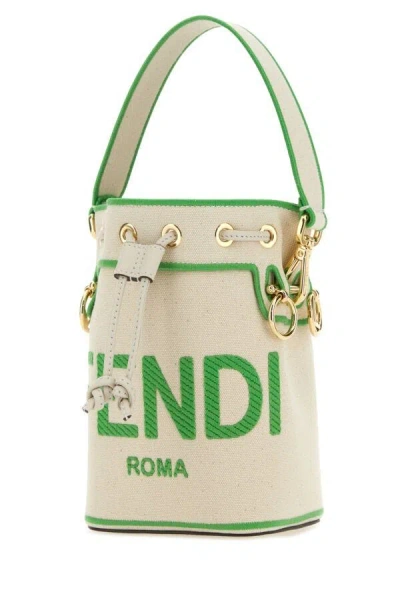 Fendi Sand Canvas Mini Mon Tresor Bucket Bag In Brown