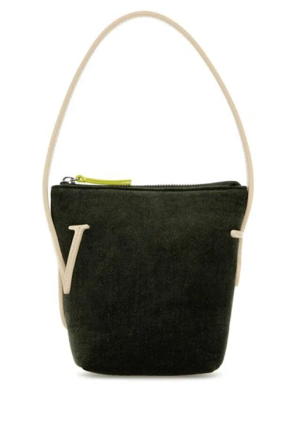 Jw Anderson Mini Anchor Hobo - Chenille Top Handle Bag In Green