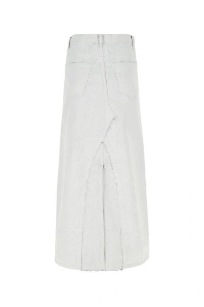 Maison Margiela Coated Denim Long Skirt In White