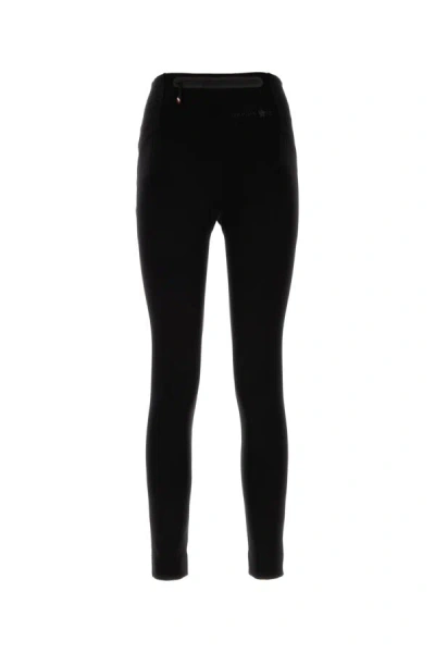 Moncler Brand-embossed Slim-fit High-rise Stretch-woven Leggings In Black