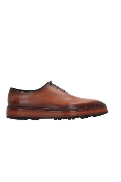 Shop Berluti Flat Shoes In Brown