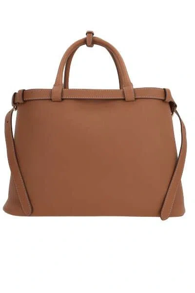 Prada Buckle Medium Leather Handbag With Double Belt In Caramel 0