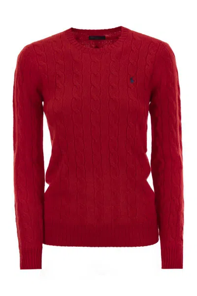 Shop Polo Ralph Lauren Wool And Cashmere Cable-knit Sweater In Red