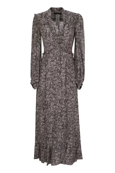 Shop Weekend Max Mara Fretty - Printed Crepe De Chine Dress In Brown