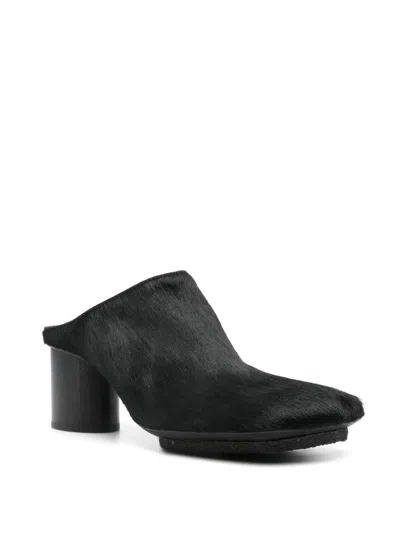 Uma Wang Block-heel Leather Mules In Black