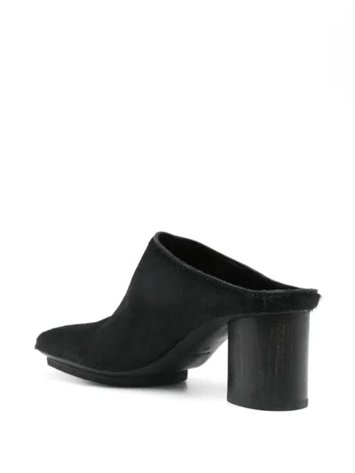 Uma Wang Block-heel Leather Mules In Black