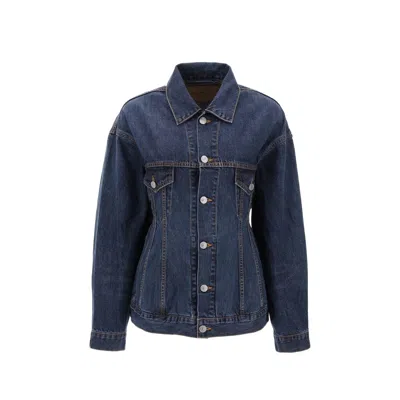 Balenciaga Collared Button-up Denim Jacket In Blue